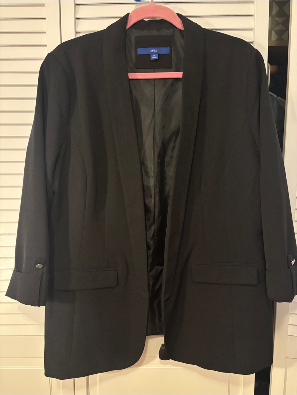 Apt. 9 Black Blazer with Coral Velvet Trim